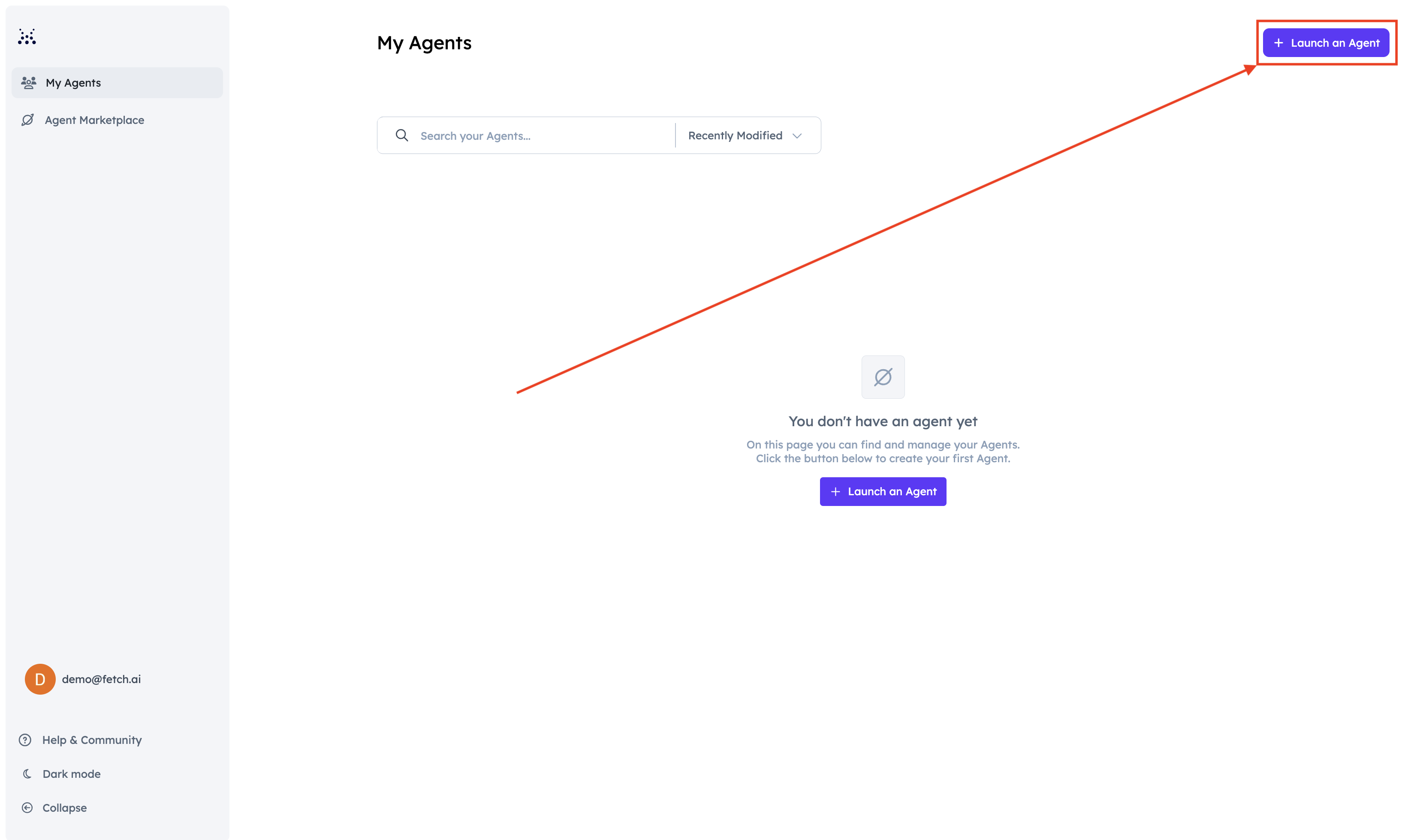 Start the Agentverse launch flow
