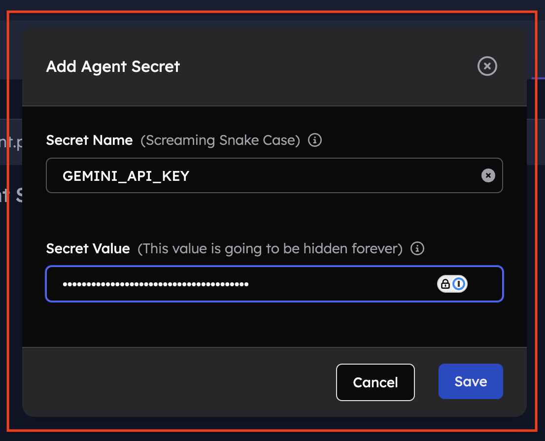 Add Agent Secret Modal