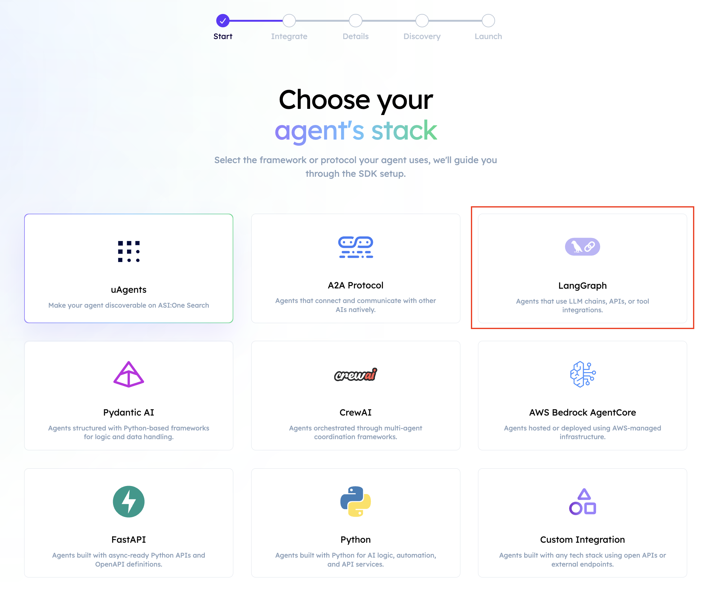 Select the LangChain integration