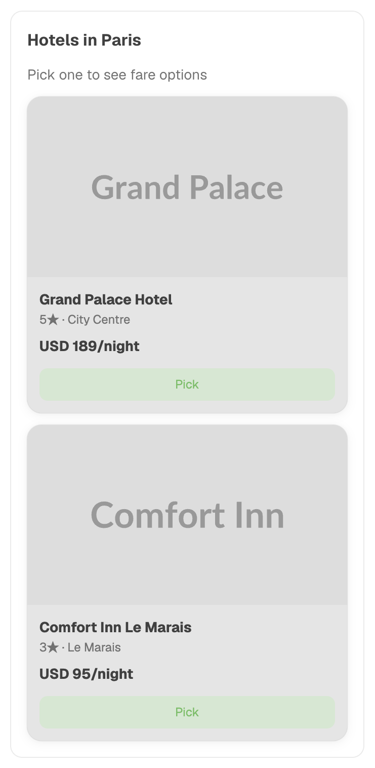 Carousel card rendered in ASI:One