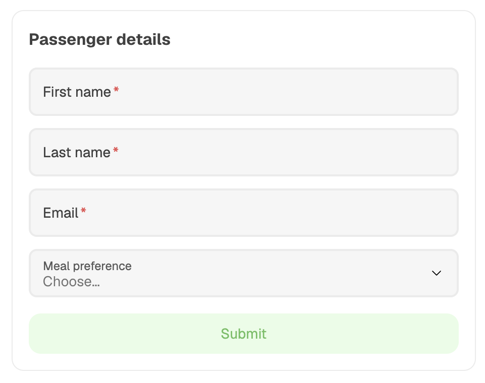 Form card rendered in ASI:One
